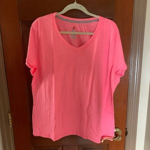 New Ladies Hanes neon pink  X-temp  T-shirt.